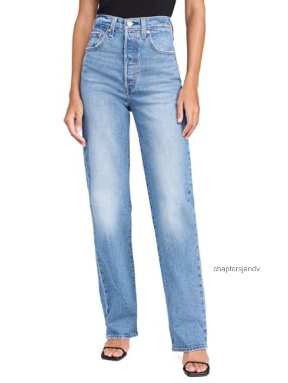 High Rise Straight Leg Full Length Jeans Slim Fit Casual